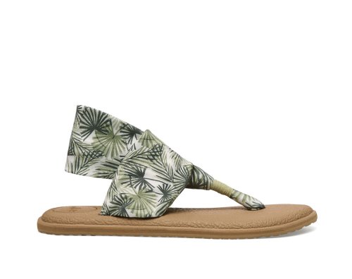 Sanuk Womens Yoga Sling 2 Tropical Vegan Olive Sandals | LOPRTD367